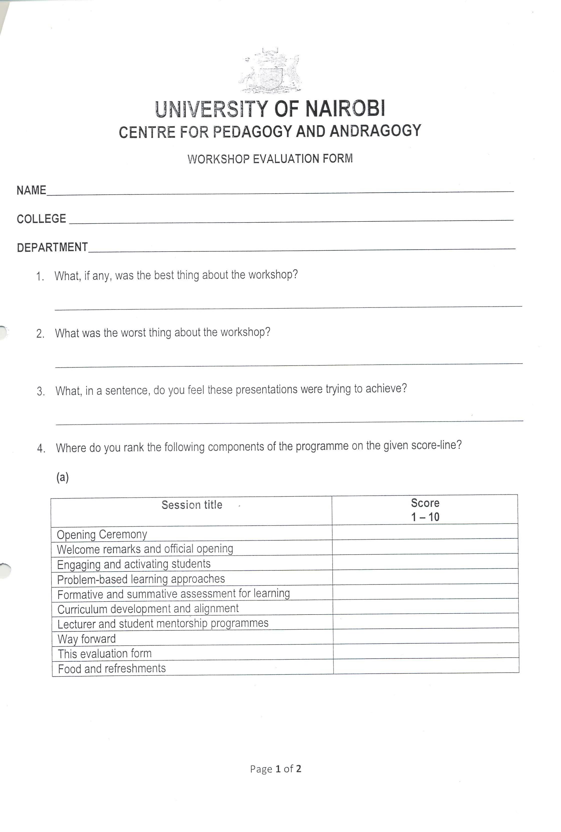 Evaluation Form